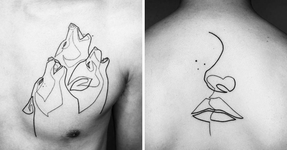 20+ Ideas de tatuajes minimalistas hechos con una sola línea continua que te convencerán de hacerte uno