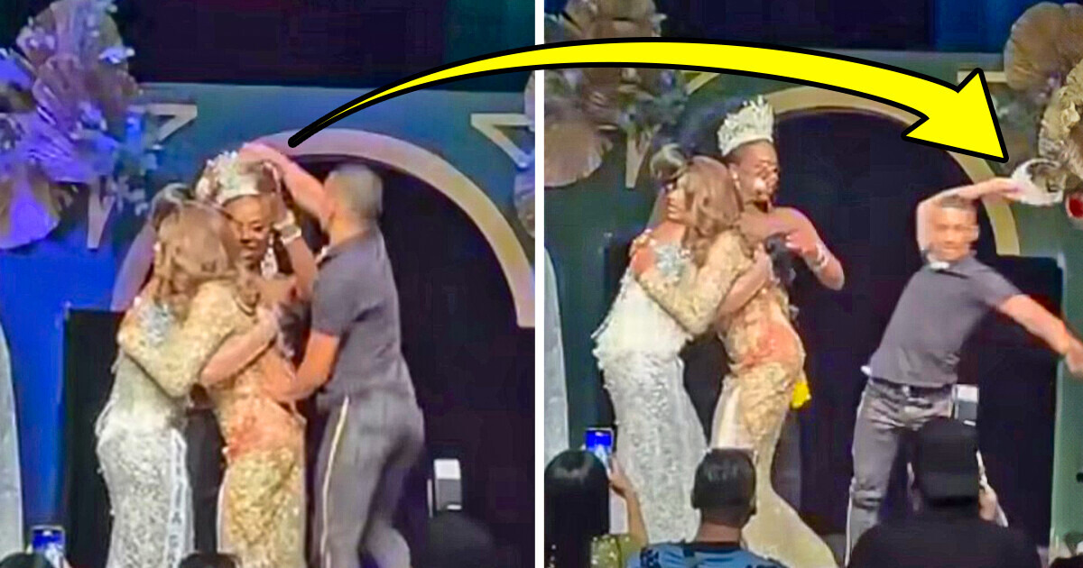 En pleno certamen de belleza, subió al escenario a defender a su esposa