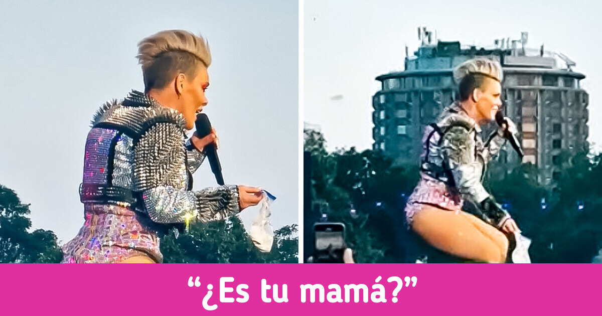Pink recibe una bolsa con un extraño contenido, en pleno concierto Pink recibe una bolsa con un extraño contenido, en pleno concierto
