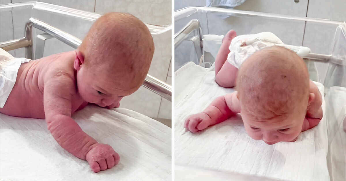 Sorprendentemente, un bebé recién nacido de 3 días gatea, levanta la cabeza y empieza a hablar Sorprendentemente, un bebé recién nacido de 3 días gatea, levanta la cabeza y empieza a hablar