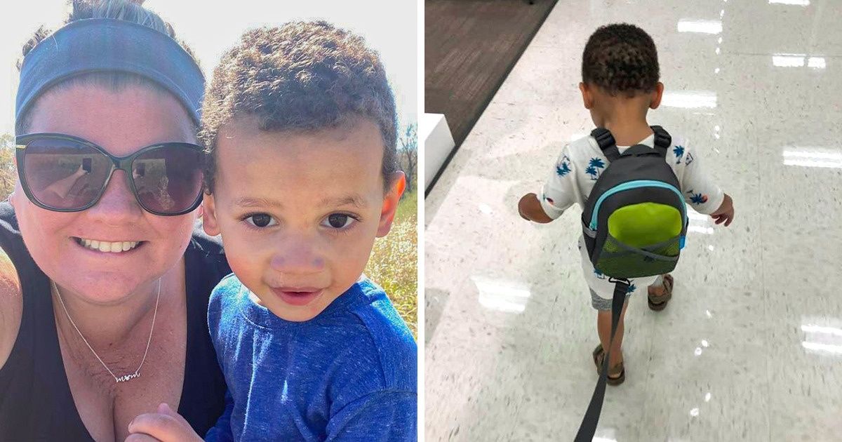 Una mamá enfrenta desaprobación porque su hijo lleva una mochila con correa, y ella explica sus razones Una mamá enfrenta desaprobación porque su hijo lleva una mochila con correa, y ella explica sus razones