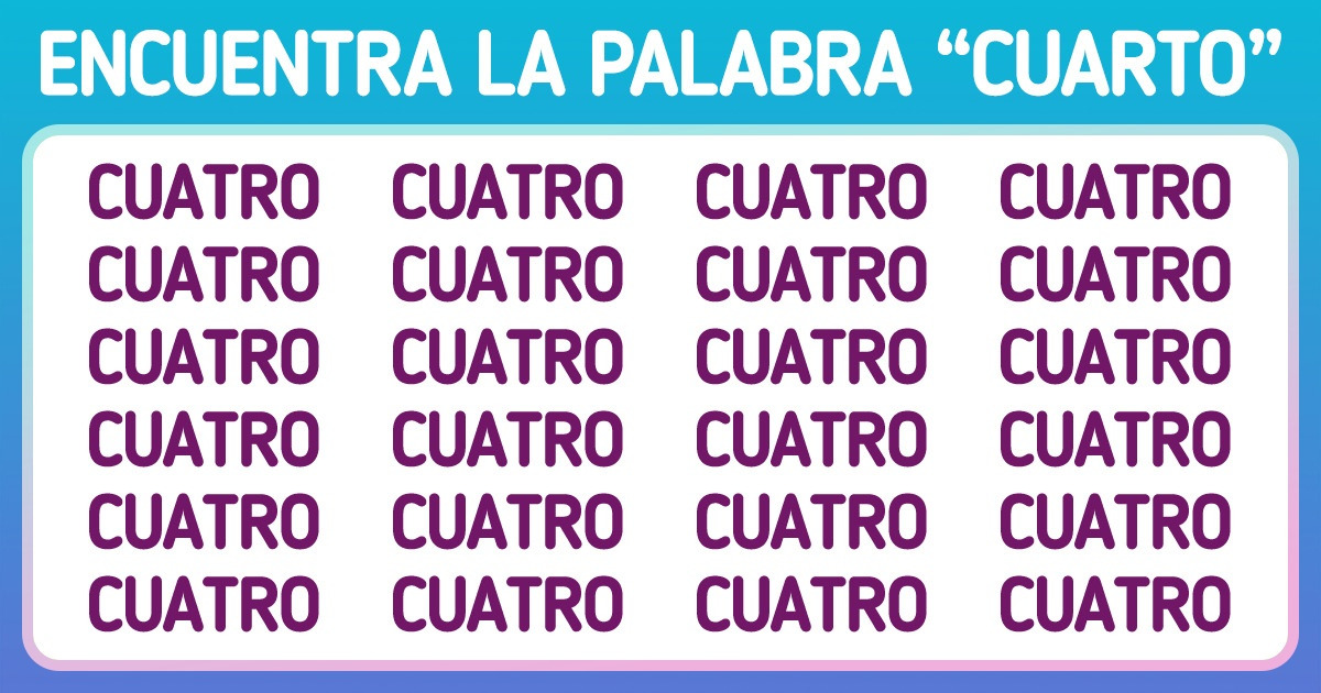 Test: Exprime tu capacidad de concentración tratando de encontrar la palabra oculta en menos de 7 segundos Test: Exprime tu capacidad de concentración tratando de encontrar la palabra oculta en menos de 7 segundos