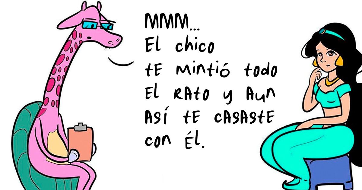 Una jirafa psicóloga atiende a las princesas de Disney y no tiene miedo de decirles la verdad en sus inocentes caritas Una jirafa psicóloga atiende a las princesas de Disney y no tiene miedo de decirles la verdad en sus inocentes caritas