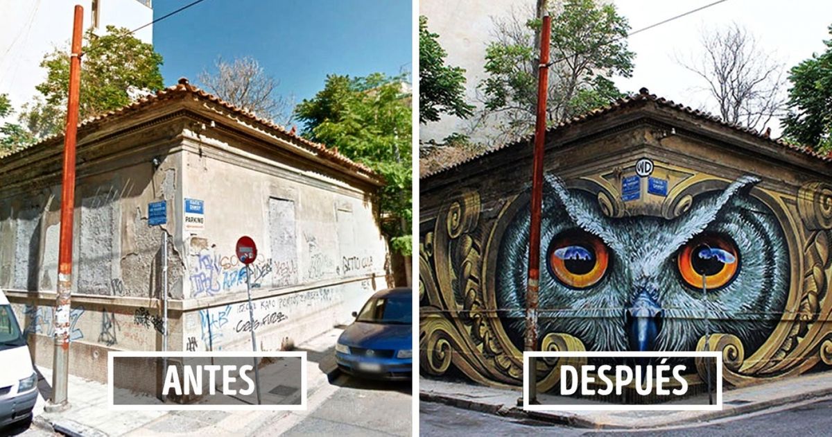 10 Edificios antes y después de haber sido transformados por el arte urbano