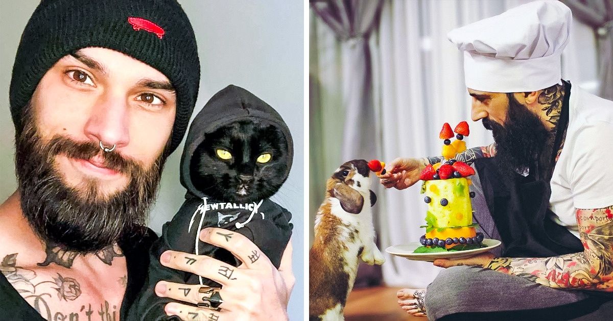 Hombres rudos que no tienen vergüenza de ser tiernos con los animales