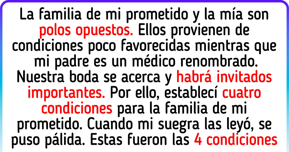 Le di a la familia de mi prometido 4 condiciones para asistir a nuestra boda, pero ellos se ofendieron y no vendrán Le di a la familia de mi prometido 4 condiciones para asistir a nuestra boda, pero ellos se ofendieron y no vendrán