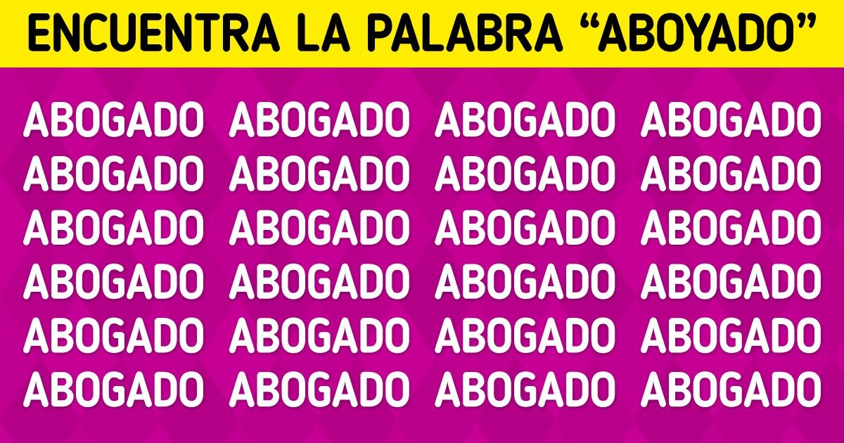 Test: Atrévete a retar tu vista y detecta la palabra oculta entre las demás Test: Atrévete a retar tu vista y detecta la palabra oculta entre las demás