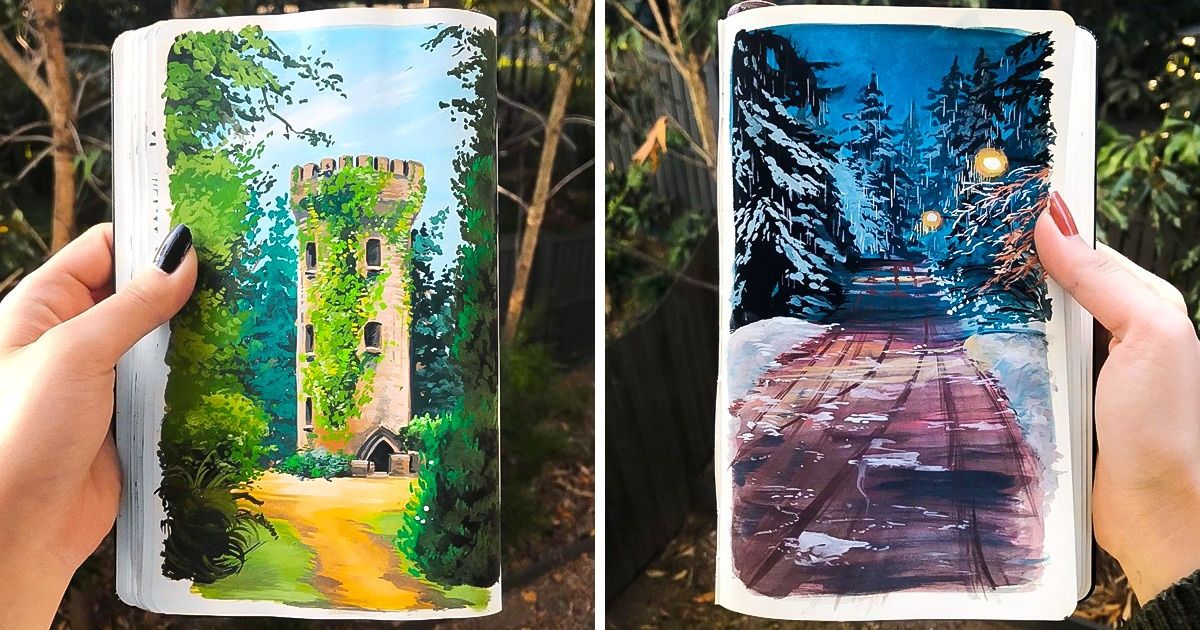 Artista pinta escenas de la naturaleza tan idílicas y relajantes que querrás utilizarlas como viñetas para tus sueños Artista pinta escenas de la naturaleza tan idílicas y relajantes que querrás utilizarlas como viñetas para tus sueños