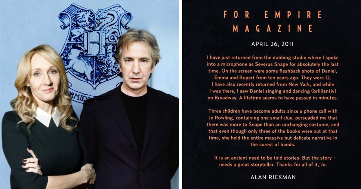 Con esta carta Alan Rickman agradeció su paso por Harry Potter a J.K. Rowling