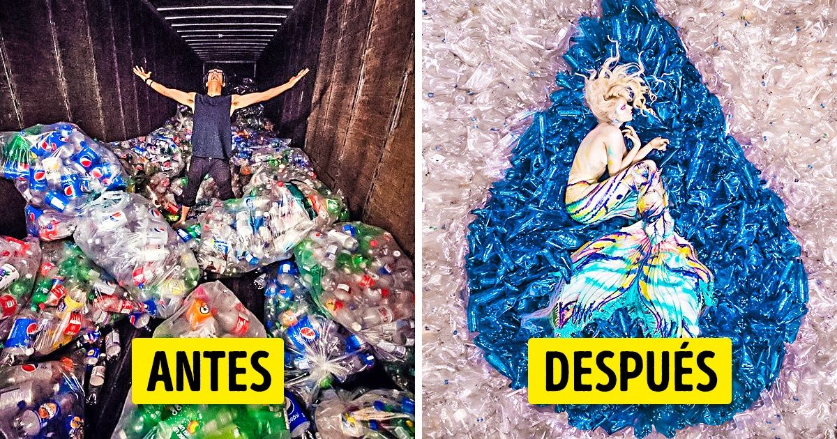 Un fotógrafo de Canadá ideó un proyecto que salvará al mundo. Para capturar las imágenes del mismo, necesitó 10 mil botellas... ¡y una sirena!