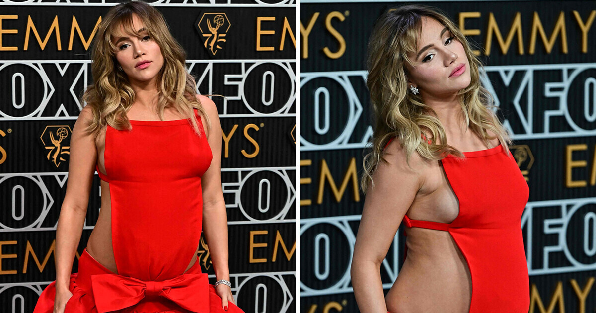Suki Waterhouse embarazada lució despampanante en los Emmys 2024, pero la gente califica su vestido de “burdo”