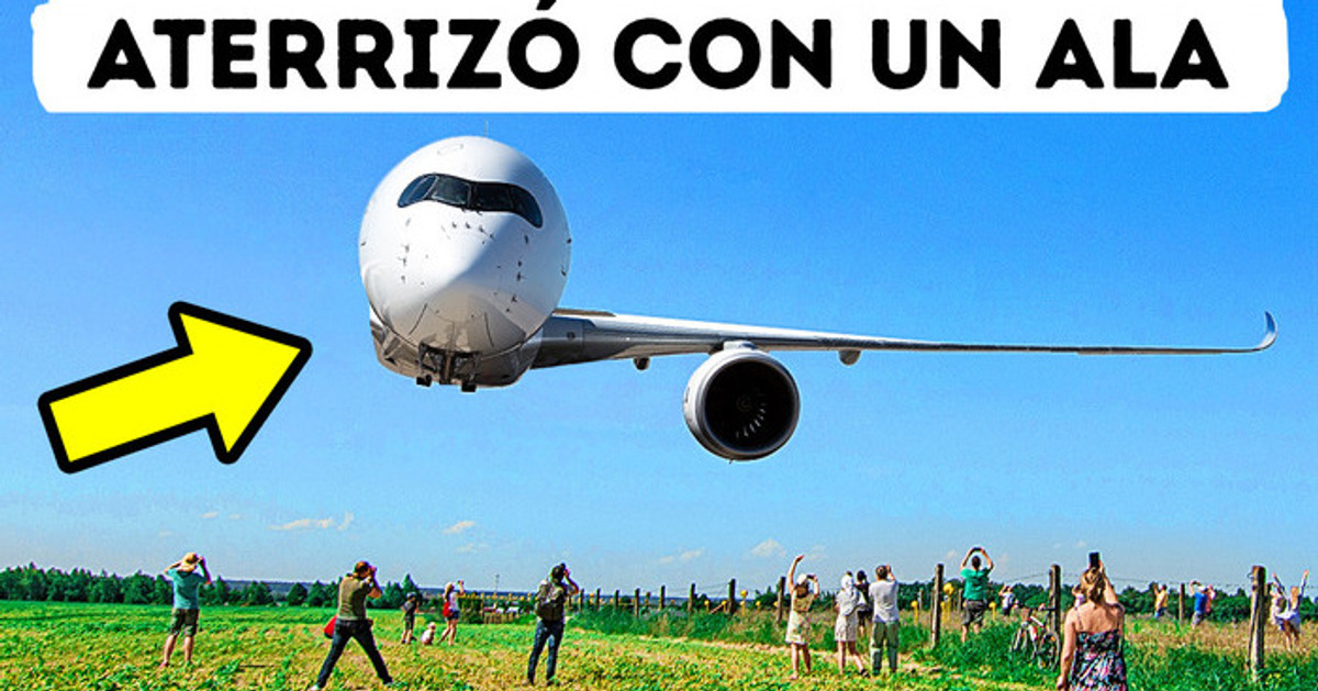 Un avión que aterrizó con una sola ala