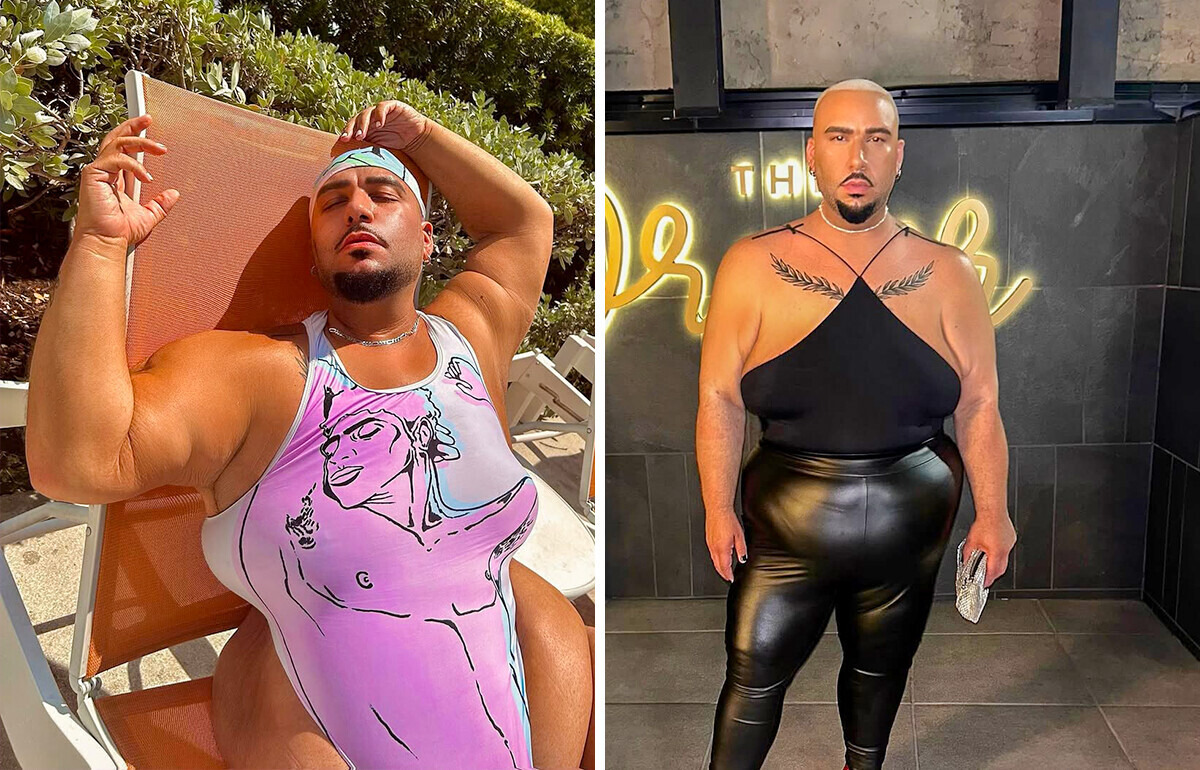 Hombre de 204 kilos posa con ropa de mujer y marca un antes y un después en la industria de la moda Hombre de 204 kilos posa con ropa de mujer y marca un antes y un después en la industria de la moda