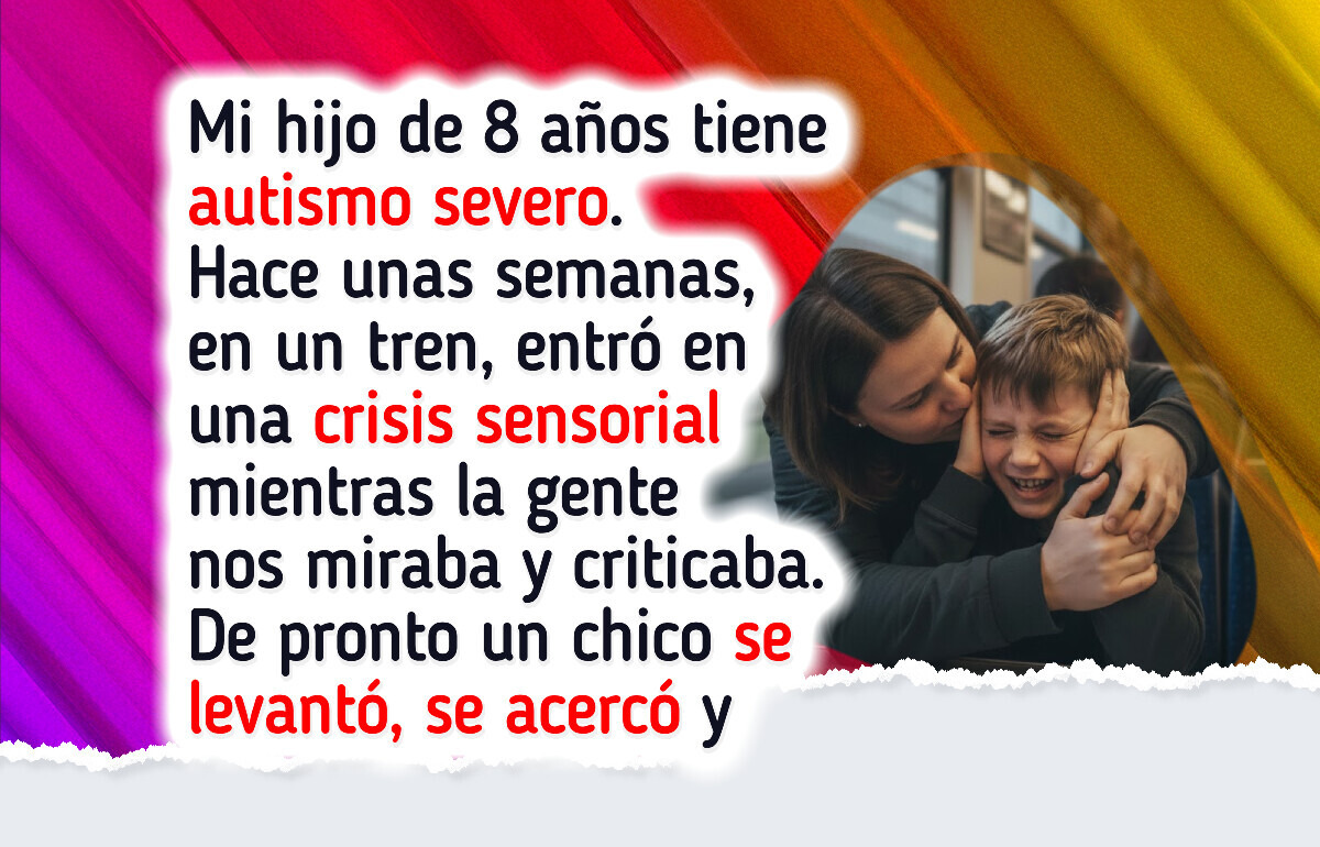 Mi hijo con autismo tuvo una crisis en el tren y, mientras todos nos juzgaban, un extraño nos salvó con su bondad