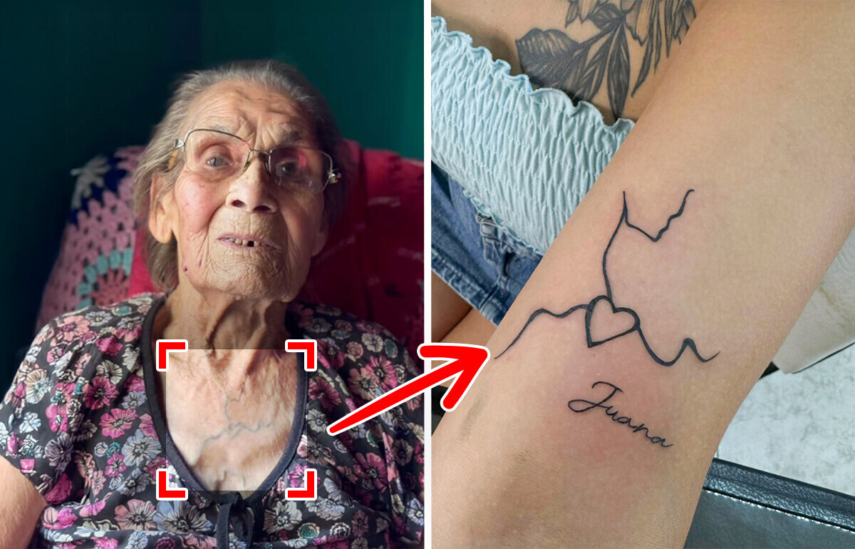 11 Nietos se tatuaron un corazón inspirado en las venas del pecho de su abuela