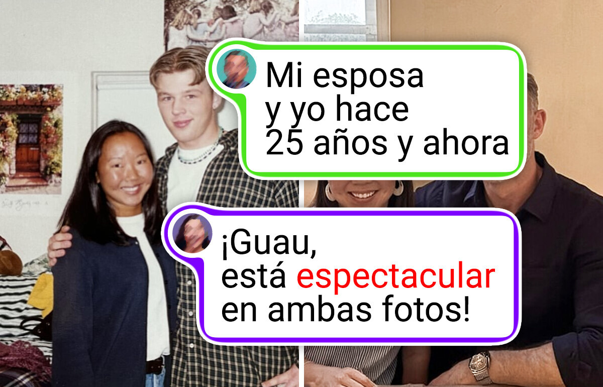 16 Fotos de “antes y después” que muestran que el amor verdadero no se borra con el tiempo