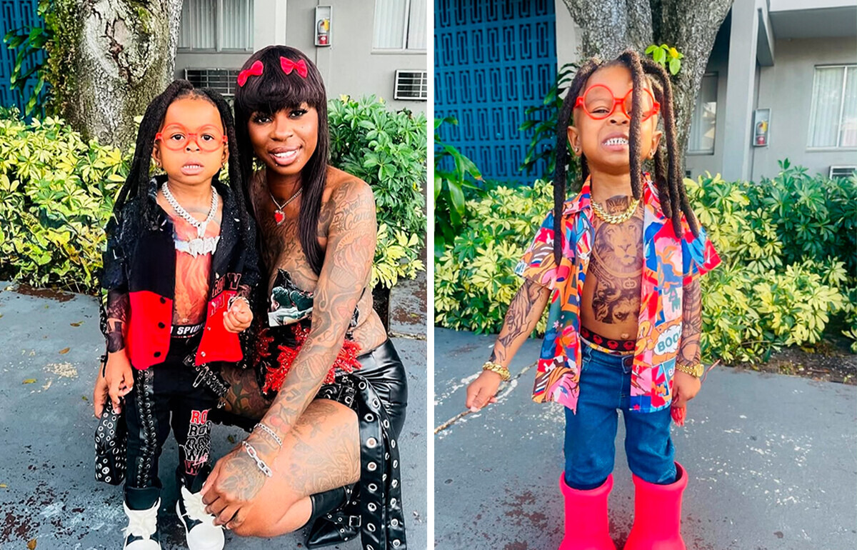 Madre llena de tatuajes el cuerpo de su su hijo y lo hace ver como un adulto en miniatura Madre llena de tatuajes el cuerpo de su su hijo y lo hace ver como un adulto en miniatura