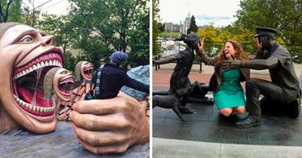 20+ Fotos divertidas de turistas con estatuas inusuales alrededor del mundo